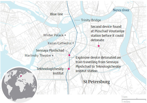 τρομοκρατική επίθεση στην Αγία Πετρούπολη. Πηγή Guardian